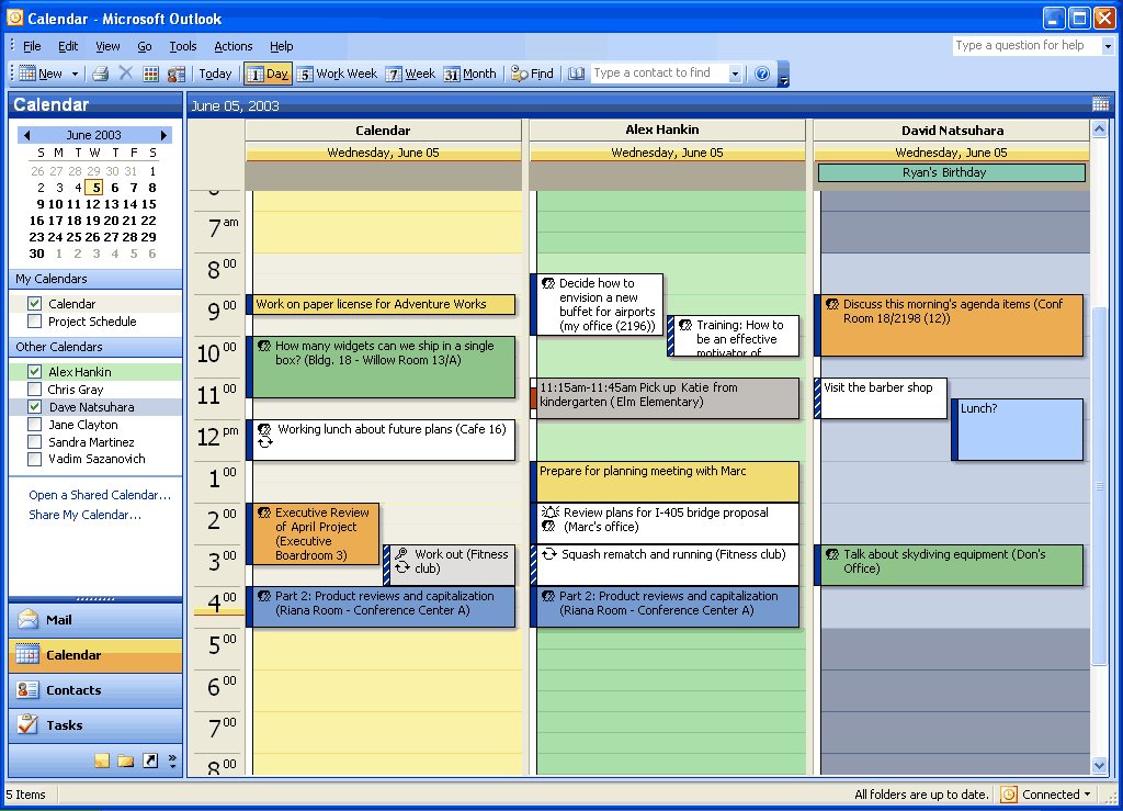 twee agenda's samenvoegen in Outlook 2003